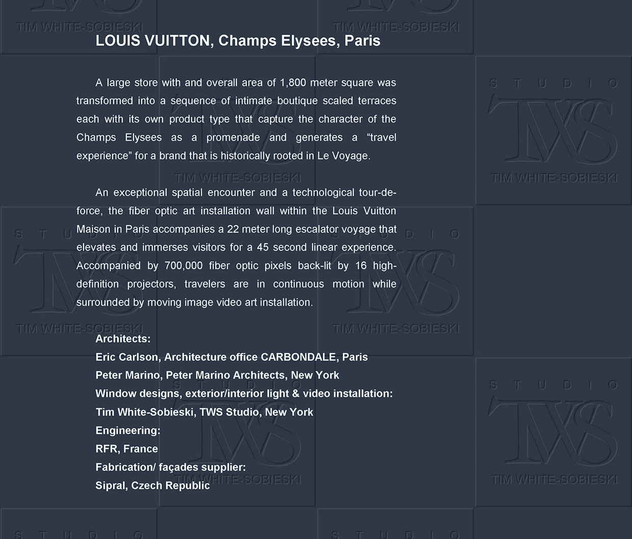 Tim White-Sobieski art and design projects in architecture and contemporary art