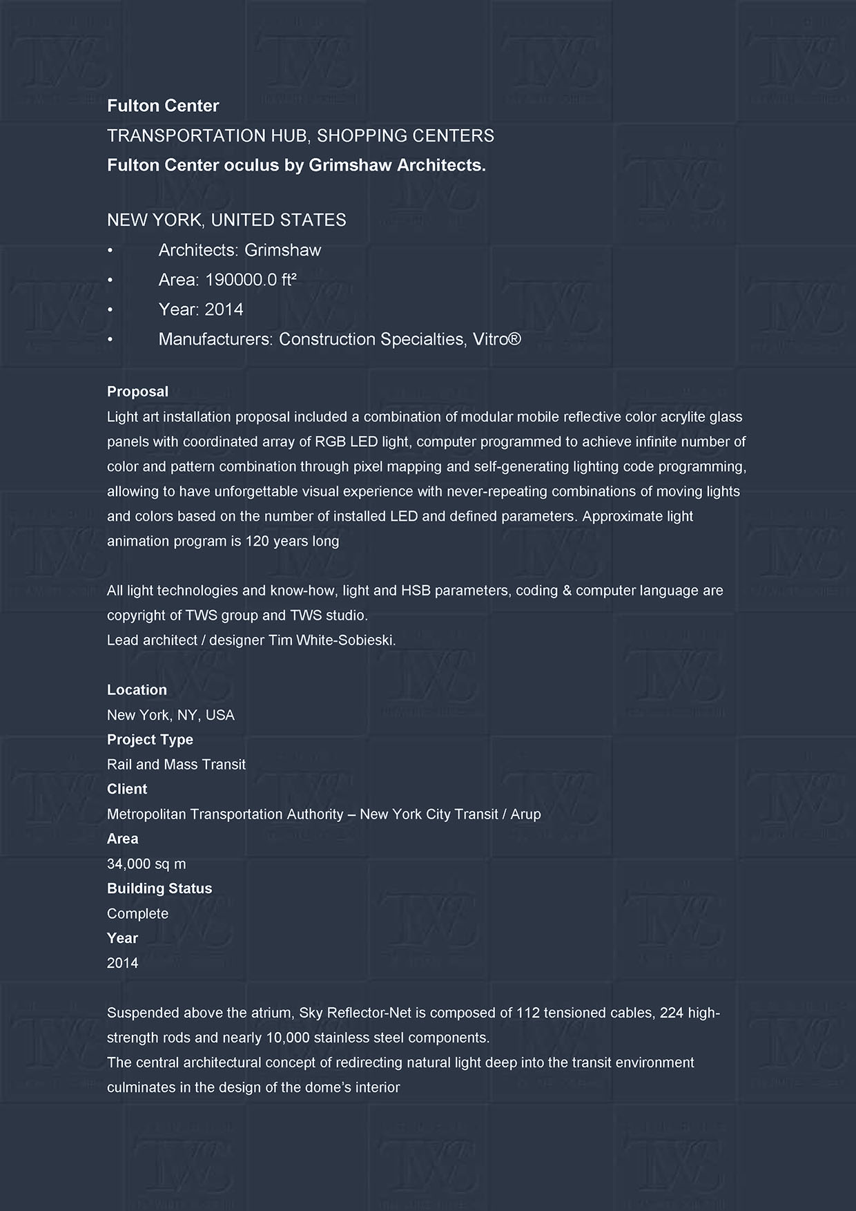 Tim White-Sobieski art and design projects in light, multimidia and interactive art