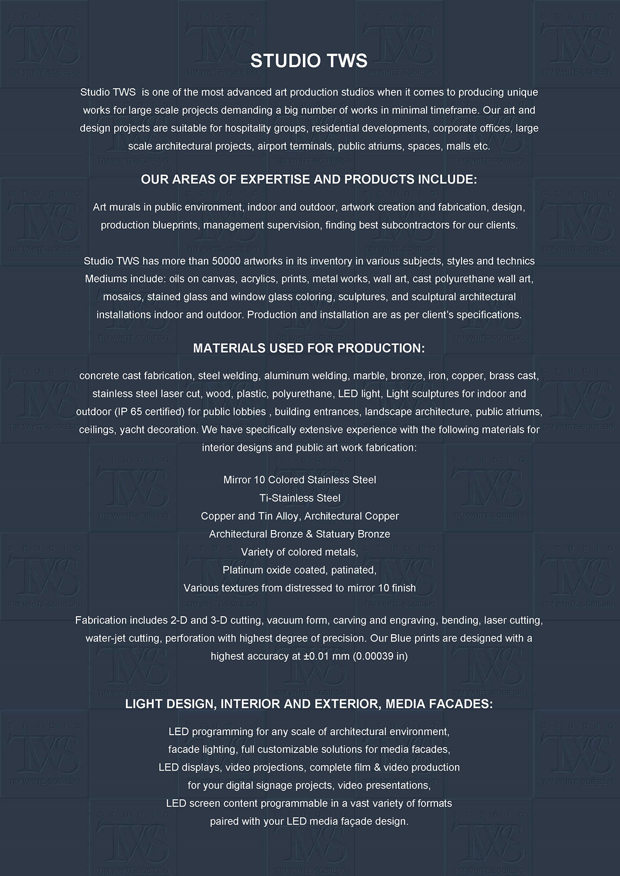 Tim White-Sobieski art and design projects in architecture and contemporary art