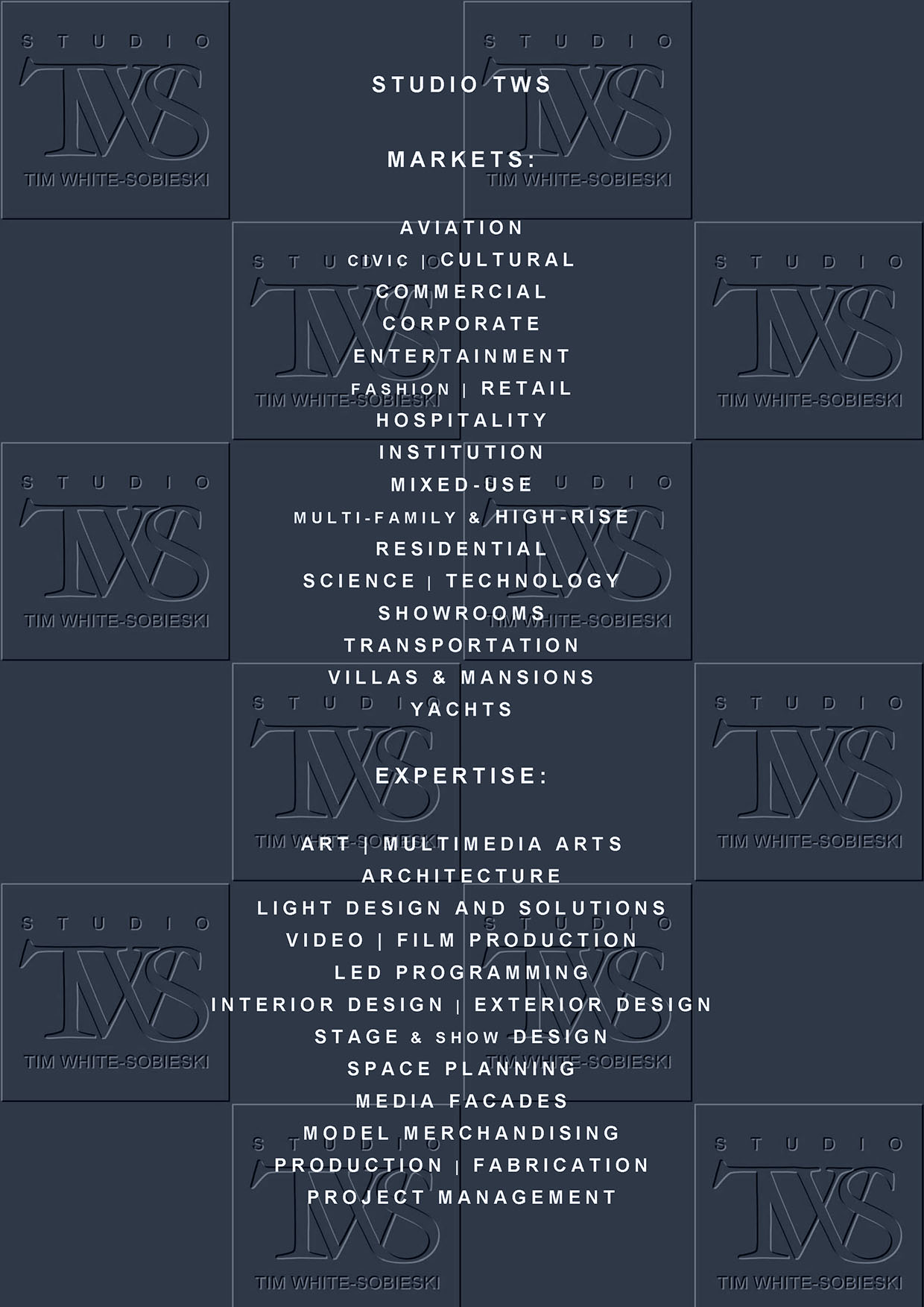 Tim White-Sobieski art and design projects in architecture and contemporary art